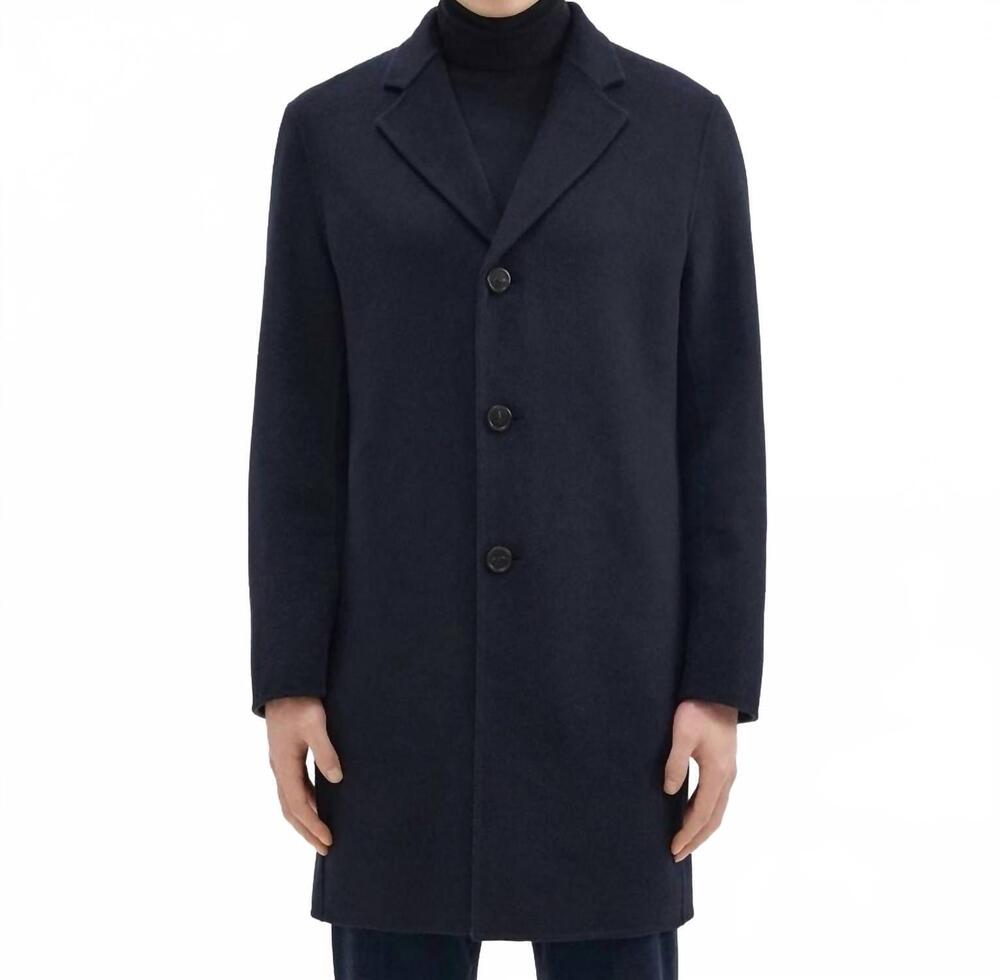 NEW THEORY almec double face wool coat in blue